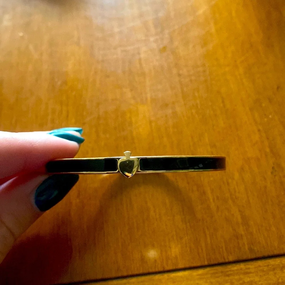 kate spade Gold and Black Enamel Heart Hinge Bracelet